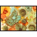 Jensendistributionservices Abstract Flowers Teal & Orange Indoor or Outdoor Mat; 18 x 27 in. MI261934